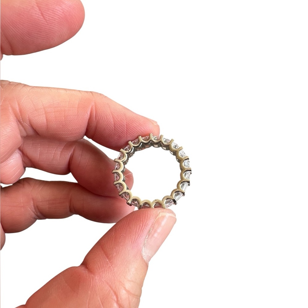 Silver Rectangular Diamond Lined Ring - image 3